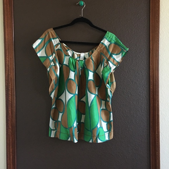 Diane Von Furstenberg Flutter Sleeve Silk Blouse Top Size -8 - Picture 1 of 6